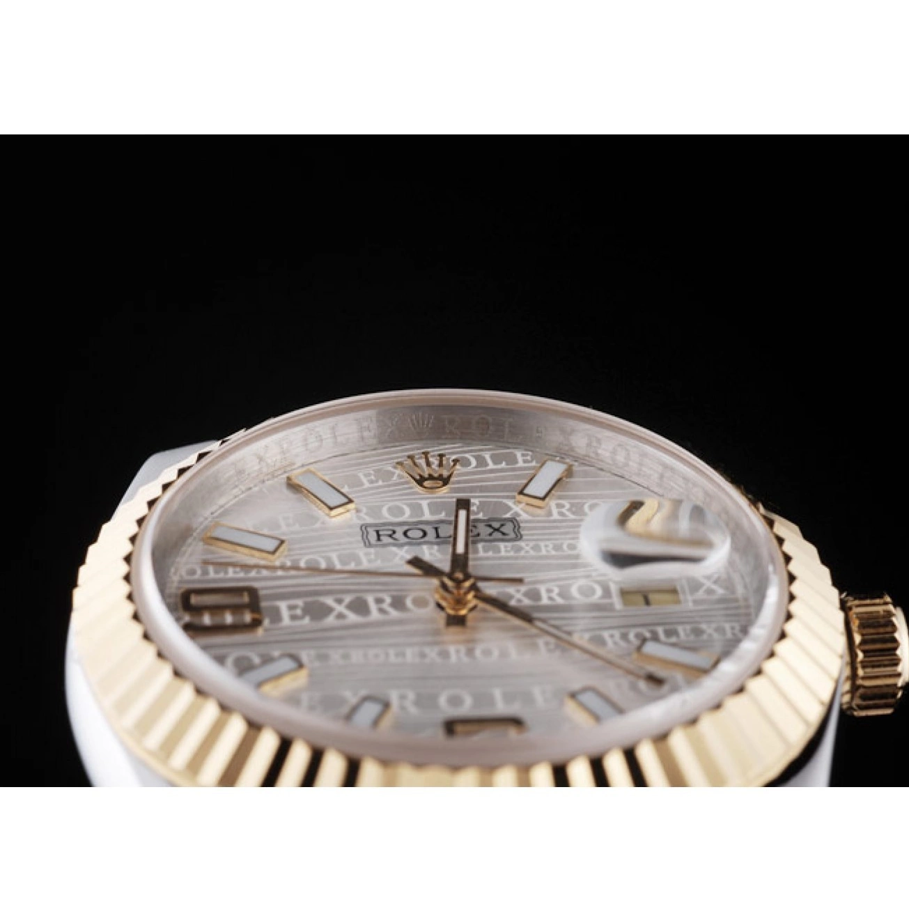 Rolex aaa copy Plated Gold Two Dial Rolex Silver 18k Steel 98084 Tone Stainless DateJust 0816
